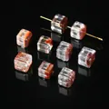 Natuurlijke fantoom kwarts kubus kralen met rode insluitingen voor sieraden 8-9mm - Vierkante Stijl (JDXFK24-75) / 1 Stuk (Ca. 8-9mm) / Natural Red Phantom Quartz