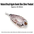 Unikaler brasilianischer Achat-Geoden-Anhänger mit elegantem Silberrand, Größe 20-40 mm - Brasilianische Achat Geode Scheibe Silber Anhänger (Kupfer) / Naturfarbe (Silberrand)