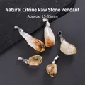 Pendentifs en pierre brute de citrine naturelle avec bélières argentées, 15-35mm - Pendentif Long en Citrine Brute / Jaune