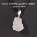 Natuurlijke bergkristal ruwe steen hanger ketting met verstelbaar zwart koord sieraad - Alleen hanger (geen ketting) / 10-20 mm / Natuurlijk wit kristal