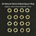 Set di anelli in perline di cristallo citrino giallo naturale per gioielli fai da te - Perla 6mm 11mm Interno (8 Perle) / 1 Pezzo/Confezione