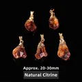 Pendentifs en citrine naturelle brute avec bords dorés pour la création de bijoux - Pendentif en Citrine Brute Plaqué Or / Jaune (Plaqué Or)