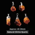 Pendentifs en cristal de citrine naturelle tons jaune d'or environ 20-30mm taille - Pendentif en Citrine Brute Plaqué Argent / Jaune (Plaqué Argent)