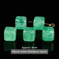 Hoogwaardige 8mm natuurlijke groene aardbeienkwarts kubus kralen voor DIY sieraden maken - Vierkante Stijl (JDXFK24-75) / 1 Stuk (Ca. 8mm) / Natuurlijke Groene Aardbeienkwarts