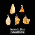 Pendentif en pierre de cristal jaune citrine naturelle brute irrégulière environ 14-35mm argent - Pendentif en Citrine Naturelle Brute / Jaune (Pierre Brute)