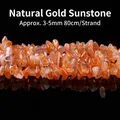 Natural golden sunstone crushed stone beads for DIY jewelry bracelet necklace making - 3-5mm Irregular Chips (80cm) / Approx. 28g/Strand / Natural Sunstone Chips Beads