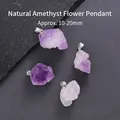 Pendentif en cristal d'améthyste naturelle brute 10-20mm pour la création bijoux - Pendentif fleur d'améthyste naturelle / Violet