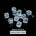 Natuurlijke blauwe topaas kubuskralen van circa 8-10 mm voor het maken van DIY-sieraden - Vierkante Stijl (JDXFK24-75) / 1 Stuk (ca. 8-10mm) / Natuurlijke Blauwe Topaas