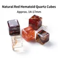 Natuurlijke rode hematoïde kwarts kubuskralen 14-17 mm voor DIY sieraden maken craft - Vierkante Stijl (JDXFK24-75) / 1 stuk (ong. 14-17 mm) / Natuurlijk Rood Hematoïde Kwarts