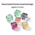 Natuurlijke gefacetteerde kleurrijke fluoriet kubuskralen voor DIY sieraden 9-11mm - Gefacetteerde Kubusstijl (JDXFK24-75) / 1 Stuk (9-11mm) / Natuurlijke Fluoriet