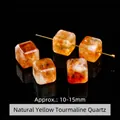 Natuurlijke gele toren kristal vierkante kralen voor DIY sieraden, afmeting 10-15mm - Vierkante Stijl (JDXFK24-75) / 1 Stuk (10-15mm) / Natuurlijke gele kristallen toren