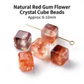 8-10mm natuurlijke rode hematoïde kwarts kubus kralen voor handgemaakte DIY sieraden - Vierkante Stijl (JDXFK24-75) / 1 Stuk (8-10mm) / Natuurlijk rood hematoïde kwarts
