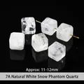 Premium natuurlijke witte sneeuw fantoom kwarts kubus kralen 11-12mm voor DIY sieraden - Vierkante Stijl (JDXFK24-75) / 1 Stuk (11-12mm) / 7A Natuurlijk wit sneeuwvlok fantoom