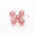 Natuurlijke roze gerutileerde kwarts kristallen kubus kralen voor DIY sieraden - Vierkante Stijl (JDXFK24-75) / 1 Stuk/Verpakking (10mm) / Aardbeienkwarts