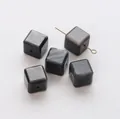 Natuursteen kubuskralen in donkergrijs met metaalglans voor het maken van DIY sieraden sets - Vierkante Stijl (JDXFK24-75) / 1 Stuk (12mm) / Natuurlijke Zilverobsidiaan