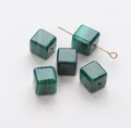 Gepolijste groene malachiet stijl kubus losse kralen voor DIY sieraden maken projecten - Vierkante Stijl (JDXFK24-75) / 1 Stuk (10-11mm) / Natuurlijk Malachiet