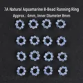 Natural light blue aquamarine 4mm bead running ring with 8mm inner diameter for DIY jewelry - 4mm Bead/8mm Inner Diameter / 7A Natural Aquamarine (8 Beads)