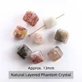 Natuurlijke fantoomkwarts kubusvormige losse kralen 13mm voor DIY sieraden - Vierkante Stijl (JDXFK24-75) / 1 Stuk (Groot 13mm) / Natuurlijke Fantoomkwarts