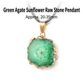 Pendentif en tranche d'agate verte naturelle avec bordure dorée, taille 20-35 mm. - Pendentif Tranche de Pierre Brute d'Agate Tournesol (Cuivre) / Vert