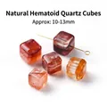 Natuurlijke rode kwarts kubuskralen voor het maken van DIY-sieraden 10 tot 13 mm - Vierkante Stijl (JDXFK24-75) / 1 Stuk (10-13mm) / Natuurlijk Rood Hematoïde Kwarts