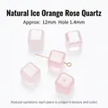 12 mm natuurlijke roze kristallen vierkante kralen voor doe-het-zelf sieraden en armbanden - Vierkante Stijl (JDXFK24-75) / 1 Stuk (12mm) / Natuurlijke Ijs-Oranje Rozenkwarts