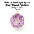 Pendentif géode d'améthyste naturelle avec bordure dorée, diamètre de 35-45 mm. - Pendentif Rond en Géode d'Agate et Améthyste / Violet/Or