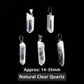 Pendentifs en pointe de cristal de quartz clair naturel, 14-35 mm pour bijoux DIY - Pendentif Longue Barre en Cristal Blanc Brut / Clair/Argent