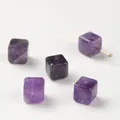 Gepolijste natuurlijke paarse amethist kubus kralen voor DIY sieraden maken - Suikerklontje vorm / 9-10mm (1 Stuk) / Donkerpaars