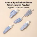 Pendentif en pierre de cyanite bleue naturelle avec bélière argentée pour bijoux - Pendentif en Cyanite Brute (Fermoir Argenté) / Bleu/Argent