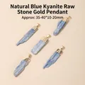 Pendentif en pierre brute de cyanite bleue naturelle avec calotte dorée pour bijoux - Pendentif en Cyanite Brute (Fermoir Doré) / Bleu/Or