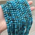 Brins de perles rondes en calcédoine d'aigue-marine naturelle bleu foncé pour bijoux - 6mm environ 60pcs / Calcédoine imitation apatite