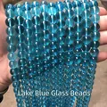 Strands of translucent lake blue glass loose beads for DIY jewelry making crafts - 6mm / 60Pcs Set / Lake Blue