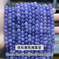Fils de perles rondes en calcédoine violette naturelle pour la création de bijoux DIY - 6mm environ 60pcs / Calcédoine couleur aigue-marine violette optimisée