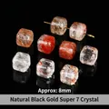 Premium natural black gold super seven crystal cube beads 8mm for DIY jewelry making - Cube - Small / Approximately 8mm / Natural Black Gold Super Seven