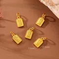 Mini ciondoli in lega placcati oro 18k con incisione per gioielli fai-da-te, 7,5x13,5 mm - Etichetta Soldi In Arrivo / Confezione da 10