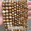 Vue détaillée de perles en jaspe paysage naturel de différentes tailles pour bijoux artisanaux - 4mm (Env. 90 pcs/brin) / Jaspe Paysage
