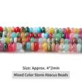 High-quality 4x2mm mixed color natural stone abacus beads for DIY jewelry making - Approx 4x2mm 145 Pieces / Mixed Stones