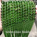 High quality transparent green round glass beads for DIY jewelry making and craft projects - 6mm / 60Pcs Set / Green Glass Beads