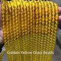 Premium golden yellow translucent round glass beads for DIY jewelry making accessories - 4mm / 90 Pieces/Pack / Gold Yellow