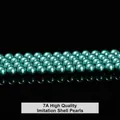 Lustrous round teal green shell pearl beads for DIY jewelry making and craft accessories - 4mm (Approx 90pcs) / 7A Medium Green Artificial Pearl