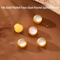 Elegante distanziatore tondo 10mm placcato oro 18K con opale sintetico bianco per gioielleria - Perla Rotonda in Finto Opale / Confezione da 10