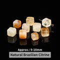 Natural Brazilian citrine crystal sugar cube loose beads, 9-10mm DIY jewelry components - Sugar Cube Shape / 9-10mm / Natural Brazilian Citrine