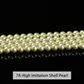 Premium 7A grade pale yellow shell pearl strands for high quality DIY jewelry making - 4mm (Approx 90pcs) / 7A Fruit Green Artificial Pearl