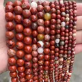 Gros plan de perles en jaspe rouge naturel de qualité 1A de différentes tailles pour bijoux - 4mm (Env. 90 pcs/brin) / Pierre Rouge Naturelle 1A