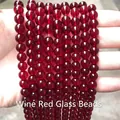 High-quality round wine red glass loose beads for DIY jewelry making and accessories - 4mm / 90 Pieces/Pack / Burgundy