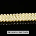 Professional 7A grade cream white shell pearl beads for handmade DIY jewelry crafts - 4mm (Approx 90pcs) / 7A Light Yellow Artificial Pearl