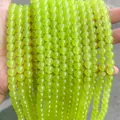 Perles rondes en calcédoine vert citron naturel pour la fabrication de bijoux - 6mm environ 60pcs / Couleur Vert Pomme Optimisée de Haute Qualité