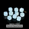 Natural light blue aquamarine cube beads for DIY jewelry crafts, approx 7-10mm size - Aquamarine Style (7-10mm) / 7-10mm / Light Blue