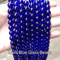 Strands of deep blue translucent spherical glass beads for DIY jewelry accessories - 6mm / 60Pcs Set / Dark Blue