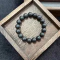 Bracciale di perle di incenso alle erbe fatte a mano con perle scure testurizzate - 8mm / Stile Liuwei Dihuang (Perla Singola) / Nero